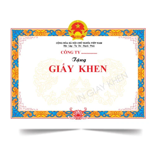 Mẫu giấy khen đẹp in theo yêu cầu
