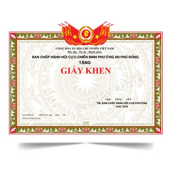 in giấy khen cựu chiến binh