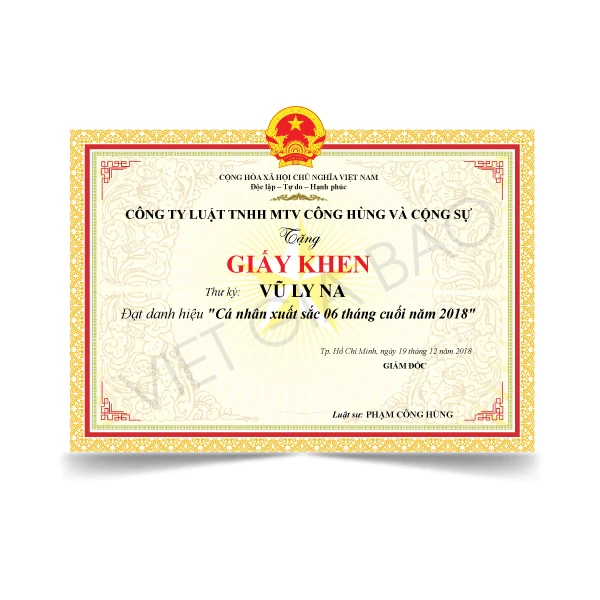 In giấy khen lấy liền kích thước A4