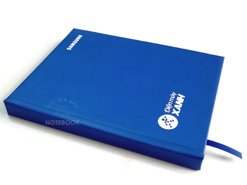 làm sổ tay bìa giấy dán gáy in logo điện máy xanh