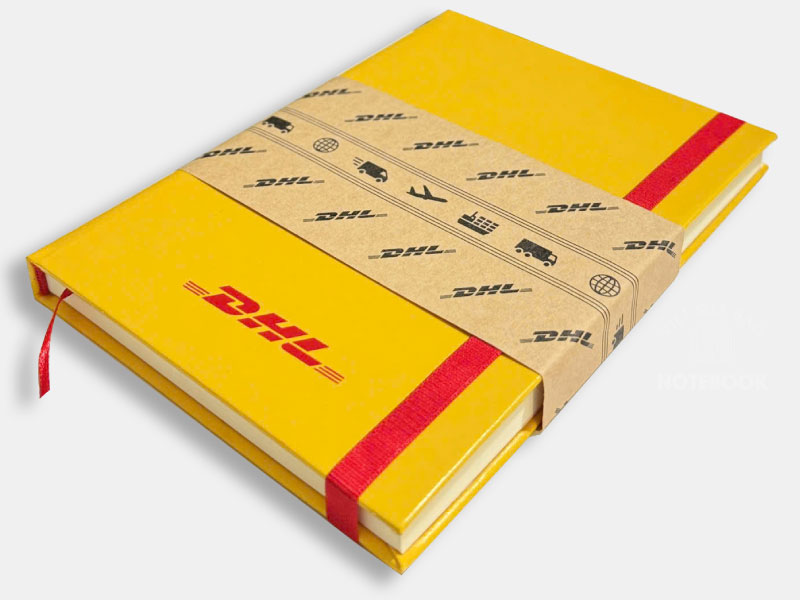 sổ bìa da simili in lụa logo DHL số lượng lớn