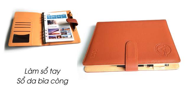 sổ tay bìa da dập chìm logo theo yêu cầu