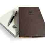 sổ bìa da PU cao cấp ép chìm logo công ty FUSION