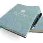 sổ tay bìa vải thân thiện môi trường in logo bằng công nghệ ép nhiệt